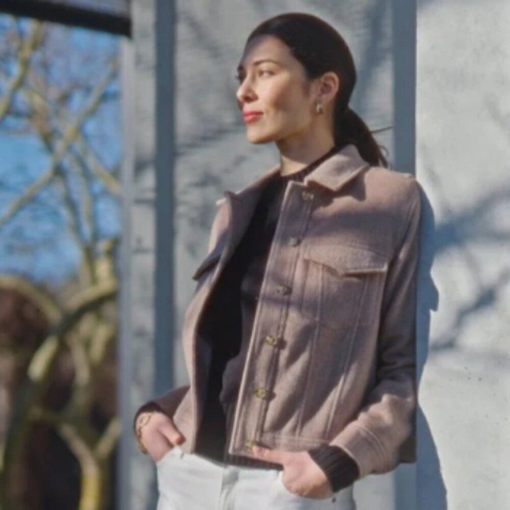 NWOT Anthropologie Joie Women's Brown Fuzzy Fleece Jacket Front Pocket in Size M